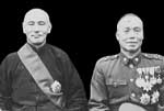 蒋介石和李宗仁摄于就职礼后。据李宗仁回忆，蒋介石故意不让他知道要穿著中式礼服，结果他穿军装，看起来好像是蒋的副官。
